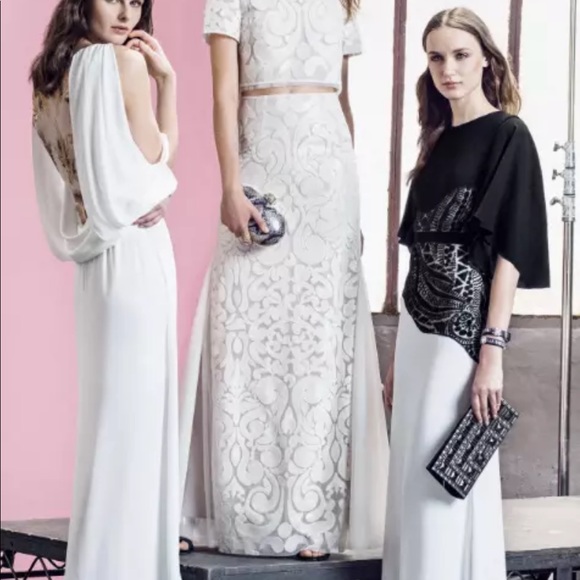 BCBG Elayna Black White Embroidered Gown Size 0 - Picture 1 of 8